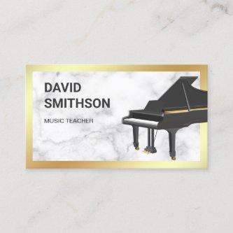 Gold Foil White Marble Grand Piano Teacher Pianist