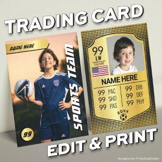 Gold Football Stats Shield Card Soccer Player Card