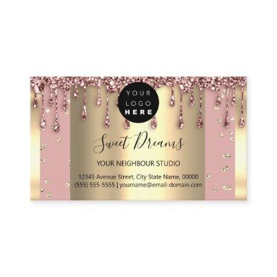 Gold Frame Glitter Confetti Rose Powder Drips