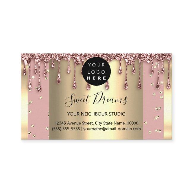 Gold Frame Glitter Confetti Rose Powder Drips