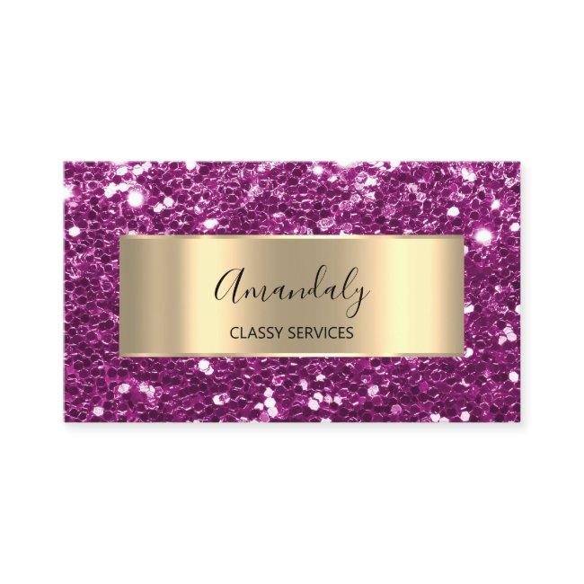 Gold Frame Glitter QR Code Logo Pink Purple Busin