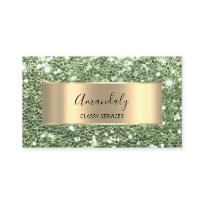Gold Frame Glitter QR Code Logo Spring Green  Busi