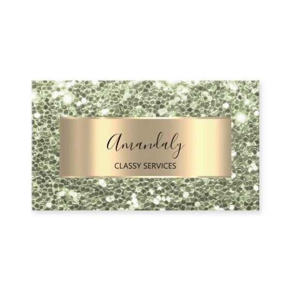 Gold Frame Glitter QR Code Logo Summer MintGreen