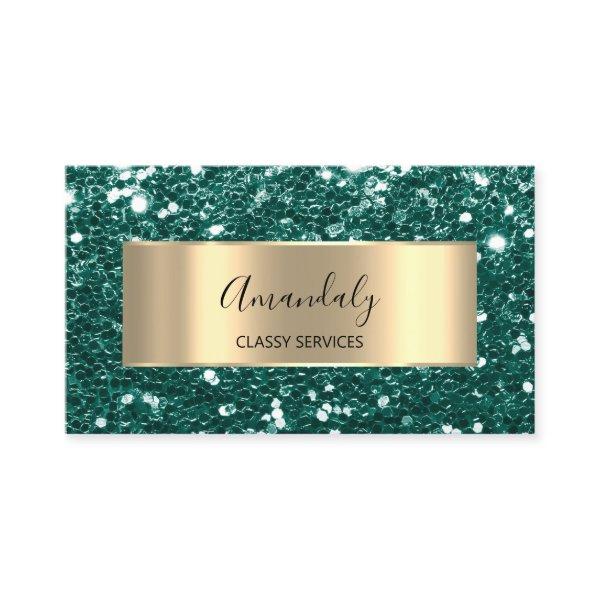 Gold Frame Glitter QR Code Logo Woodland Green  Bu