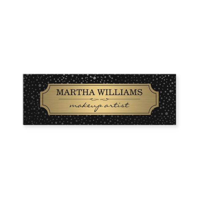 Gold Frame with Metallic Dots Pattern Black Mini