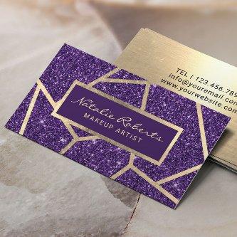 Gold Geometric Deep Purple Glitter Beauty Salon