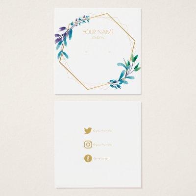 Gold geometric flower wreath earring display card