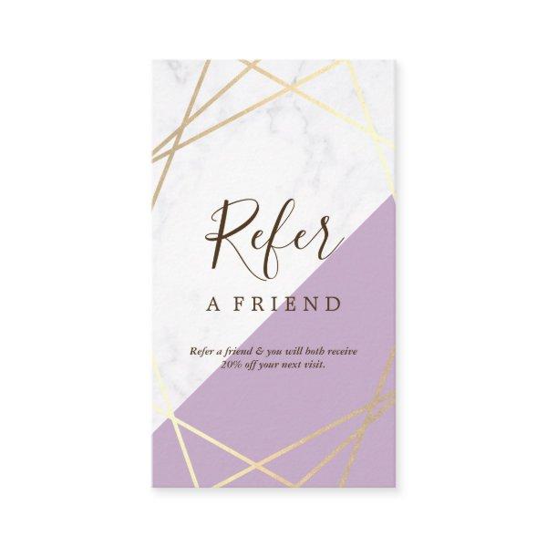 Gold Geometric Marble Lavender Referral Vertical