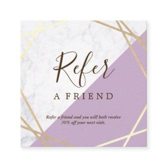 Gold Geometric Pattern Marble Lavender Referral Square