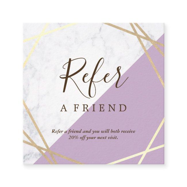Gold Geometric Pattern Marble Lavender Referral Square