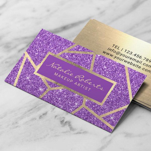 Gold Geometric Purple Glitter Beauty Salon