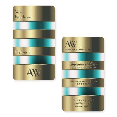 Gold Glass Can Optics Teal Fluids with Initials