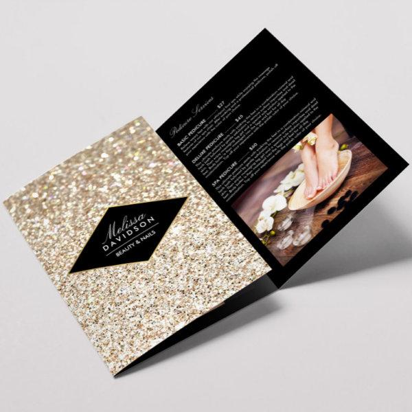 Gold Glitter and Glamour Nail Salon Brochure