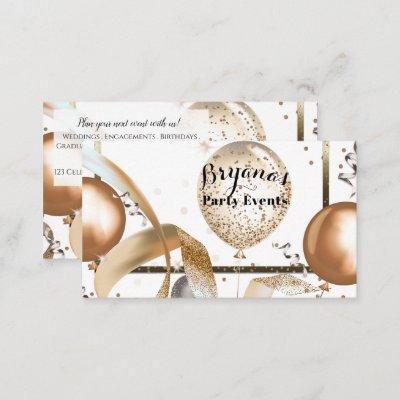 Gold Glitter Balloons White Party Event Planner