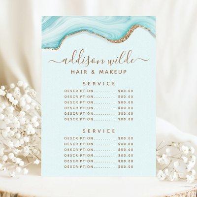 Gold Glitter Blue Marble Agate Service Price Menu