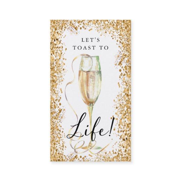 Gold Glitter Champagne Birthday Party Bookmark
