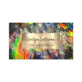 Gold glitter colorful black opal