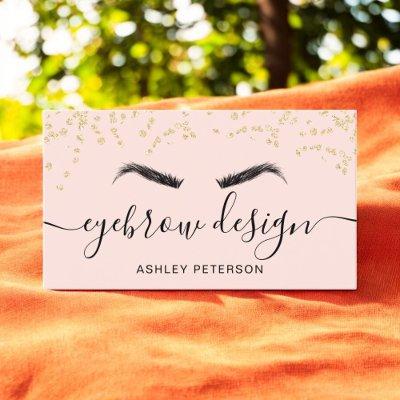 Gold glitter confetti blush pink eyebrow design