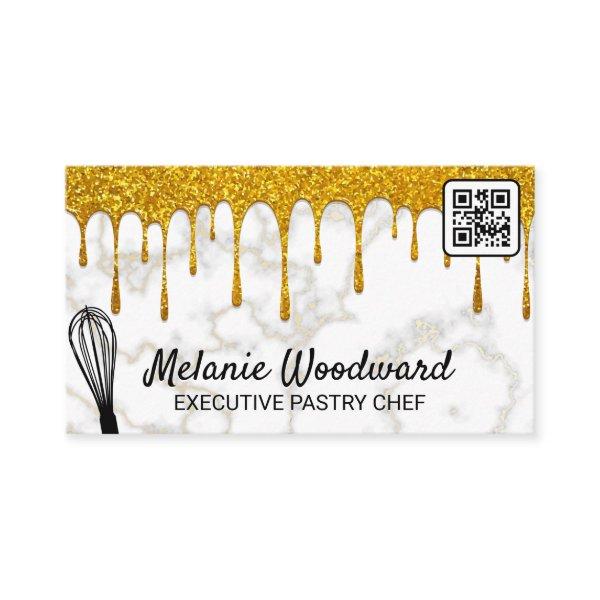 Gold Glitter Drip | Marble | Whisk | QR code