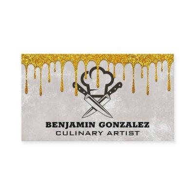 Gold Glitter Dripping | Chef Hat Knives