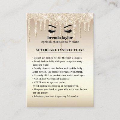 Gold Glitter Drips Eyelash Aftercare Instructions