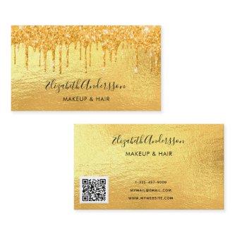 Gold glitter drips QR colde script