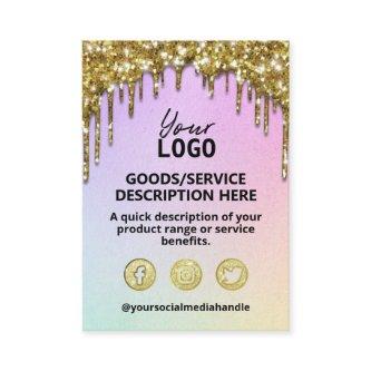 Gold Glitter Drips Spa Salon Skincare Product List
