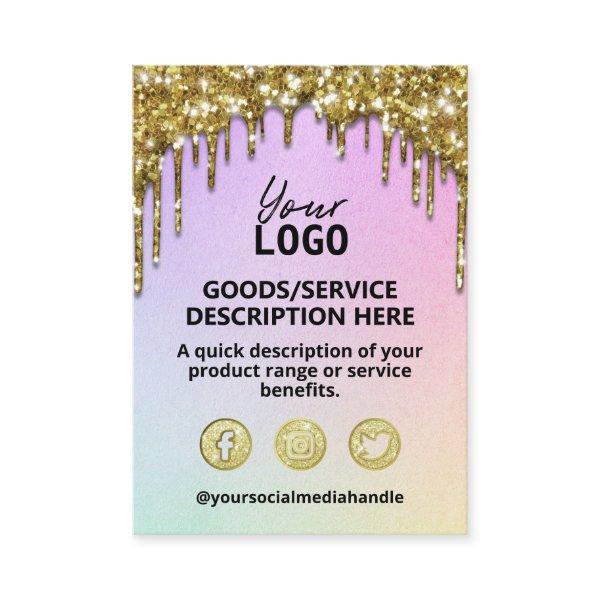Gold Glitter Drips Spa Salon Skincare Product List