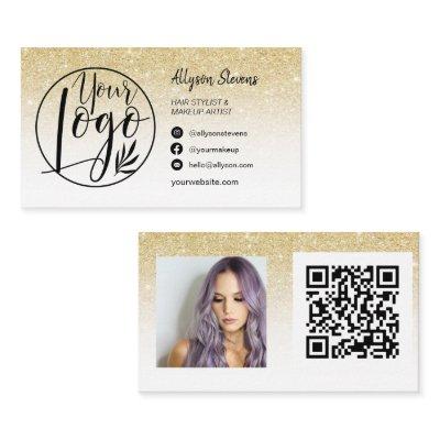 Gold glitter hair makeup photo logo qr