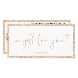 Gold glitter heart white logo gift certificate