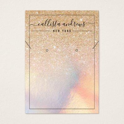 Gold Glitter Iridescent Earring Necklace Display