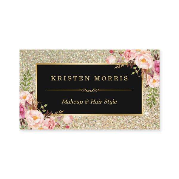 Gold Glitter Makeup Artist Hair Salon Floral Wrap