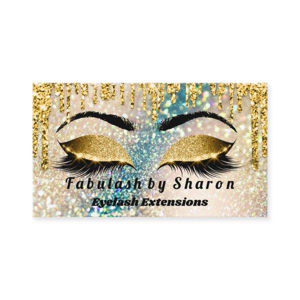 Gold Glitter  Makeup Artist Lashes Holograph Teal