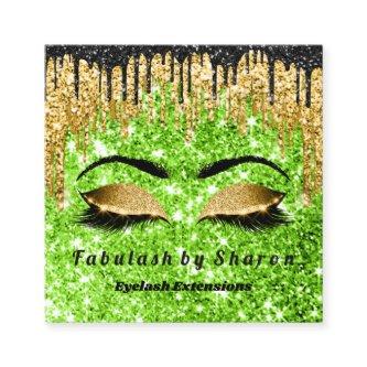 Gold Glitter  Makeup Artist Lashes Logo Green Square