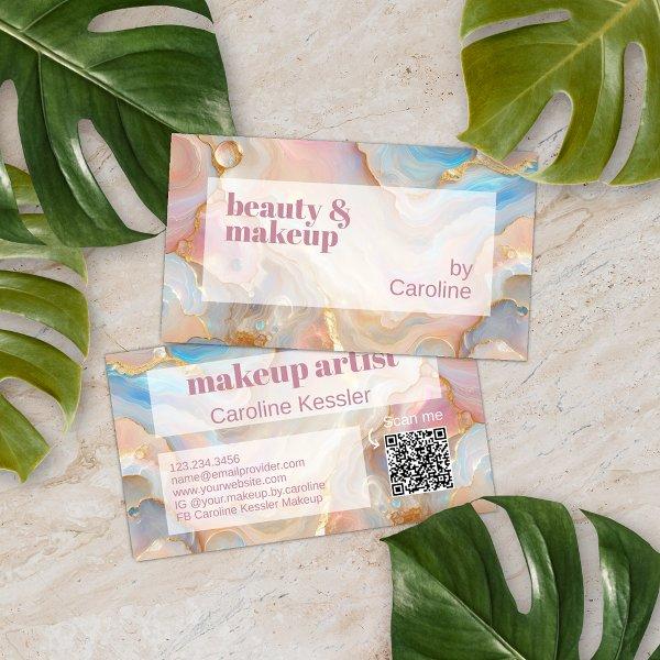 Gold Glitter Marble Art Pattern Scannable QR Code