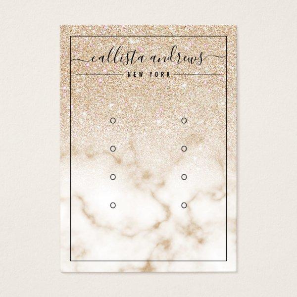 Gold Glitter Marble Ombre Earrings Display Card