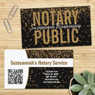 Gold Glitter On Black Custom QR Code Notary