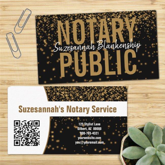 Gold Glitter On Black Custom QR Code Notary