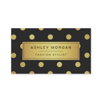 Gold Glitter Polka Dots - Trendy Black White