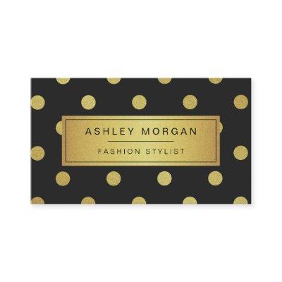 Gold Glitter Polka Dots - Trendy Black White