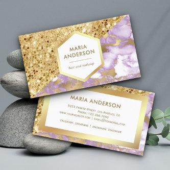 Gold Glitter Purple Lavender Marble Makeup Artist