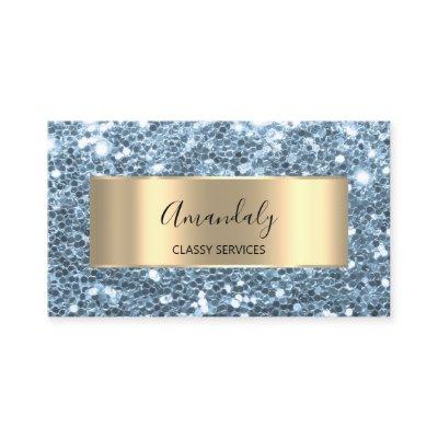 Gold  Glitter QR Code Logo Beauty Celastial Blue
