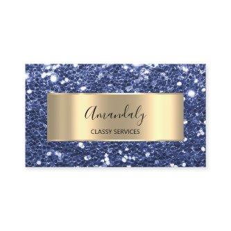 Gold  Glitter QR Code Logo Beauty SPA Blue Navy  B