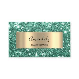 Gold  Glitter QR Code Logo Mint Green Emerald Busi