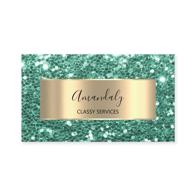 Gold Glitter QR Code Logo Mint Green Emerald Busi