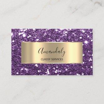 Gold  Glitter QR Code Logo Violet Purple Amethyst