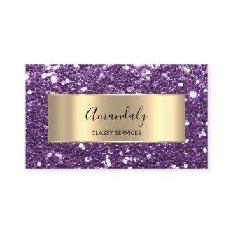 Gold  Glitter QR Code Logo Violet Purple Amethyst