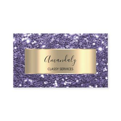 Gold  Glitter QR Code Logo Violet Purple Glam Busi