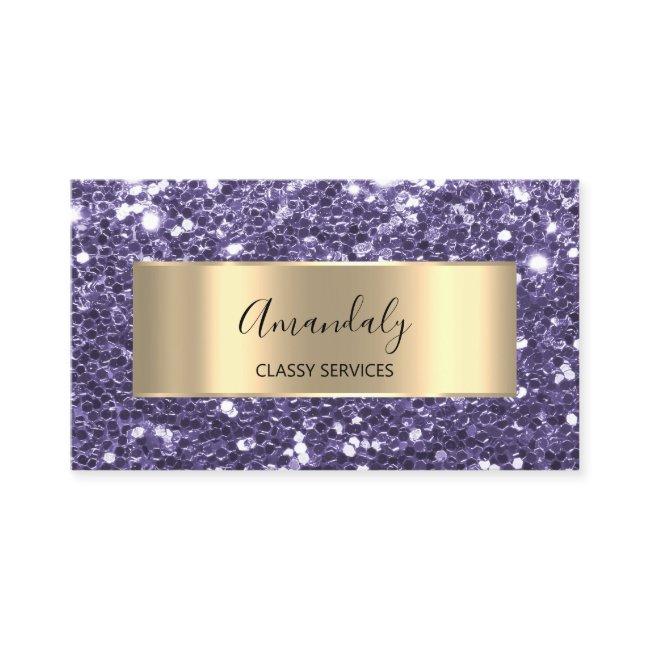 Gold Glitter QR Code Logo Violet Purple Glam Busi