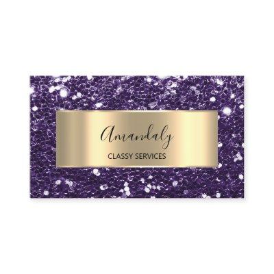 Gold  Glitter QR Code Logo Violet Purple Plum Busi